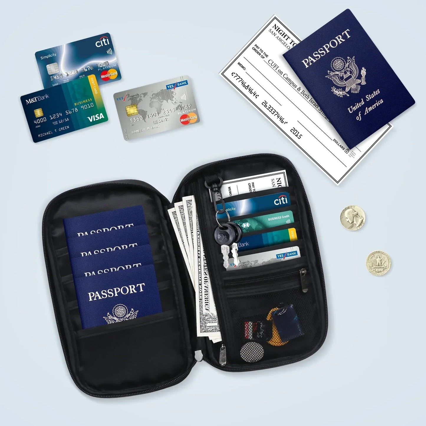 Travel Passport Wallet Organizer,Premium Family Travel Document Organizer Case Family Passport Holder