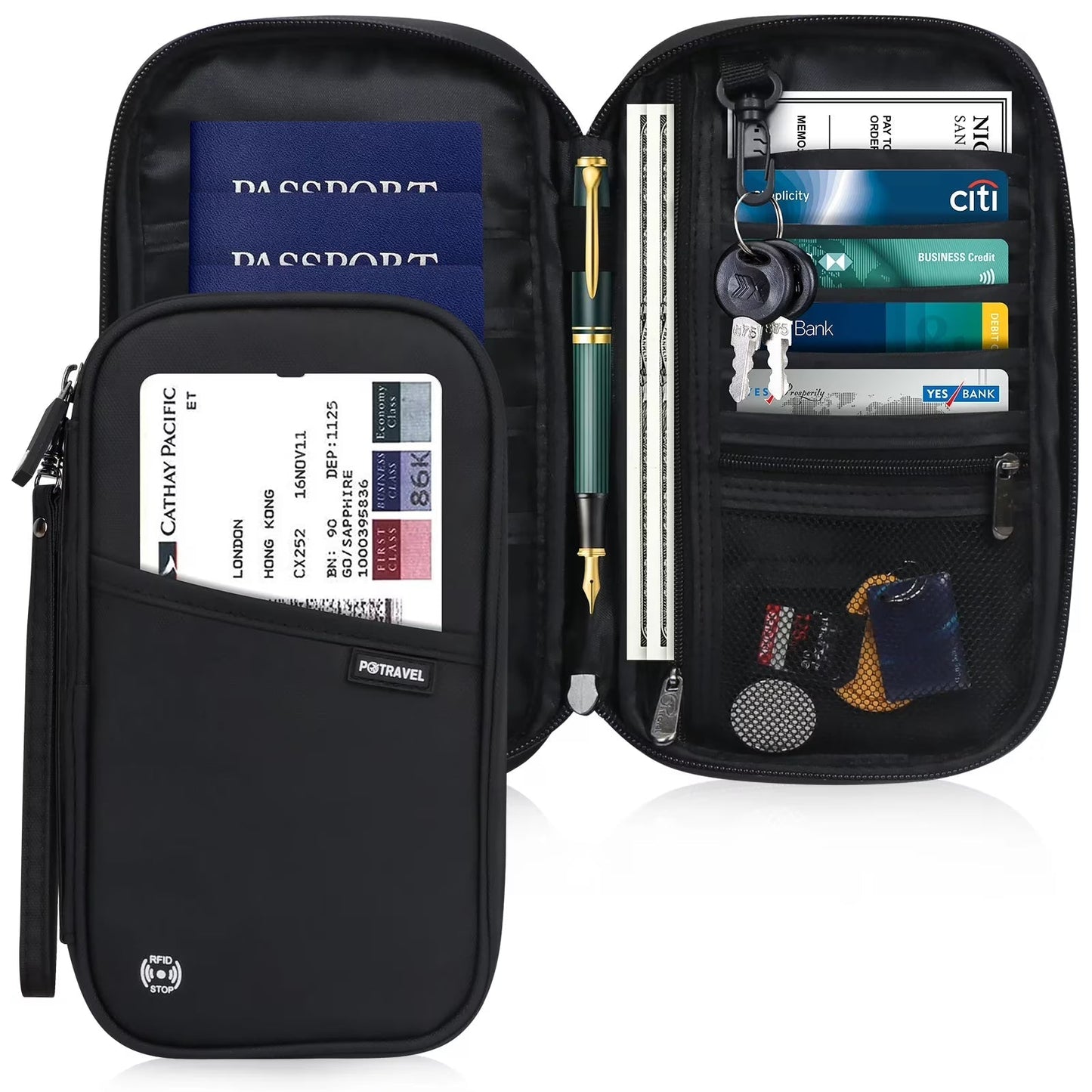Travel Passport Wallet Organizer,Premium  Family Travel Document Organizer Case Family Passport Holder